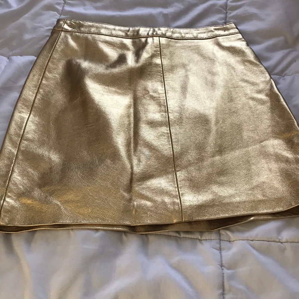 TopShop Gold Metallic mini skirt sz 0